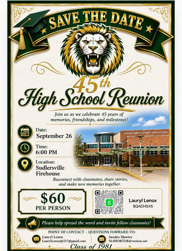 QACHS Class of 1981 45th High School Reunion flyer