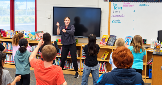Photo 2 Gabby Pfeifer teaching Moving Into Kindness Move and Groove Dance class at KES